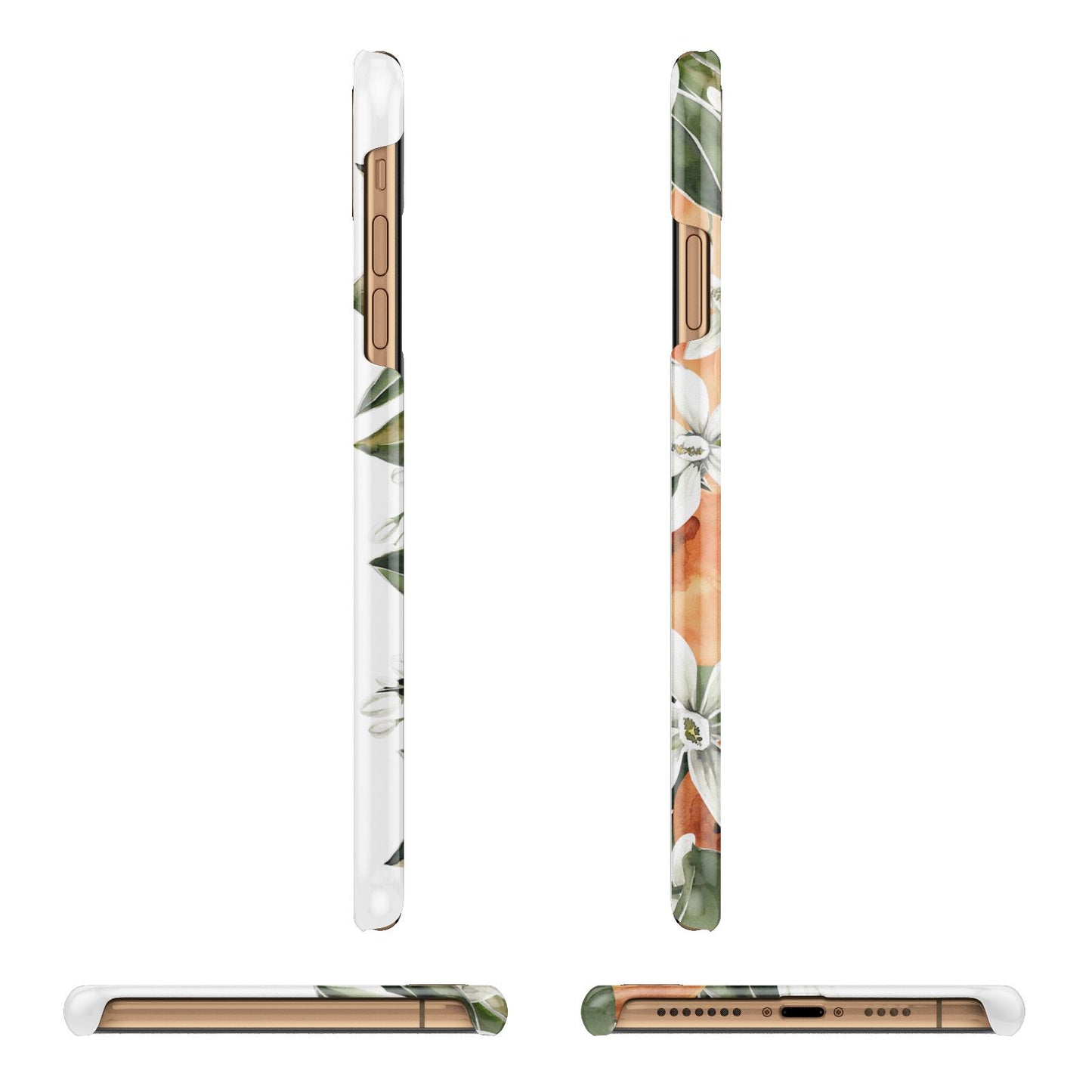 Monogrammed Orange Tree Apple iPhone Xs Max 3D Wrap Snap Case Angled Images