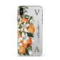 Monogrammed Orange Tree Apple iPhone Xs Max Impact Case White Edge on Silver Phone
