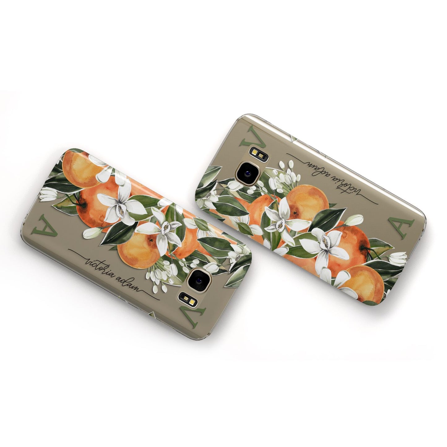 Monogrammed Orange Tree Samsung Galaxy Case Flat Overview