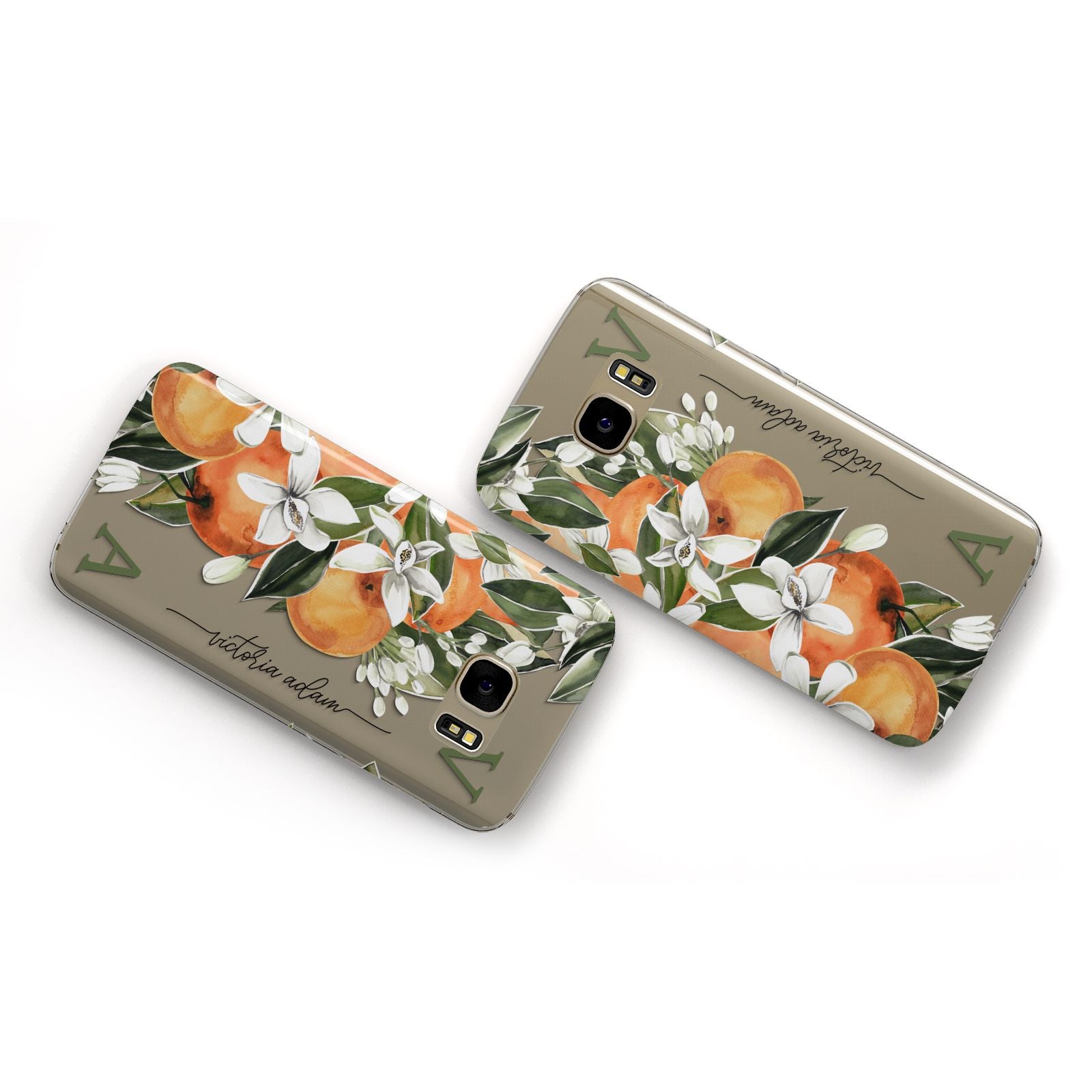 Monogrammed Orange Tree Samsung Galaxy Case Flat Overview