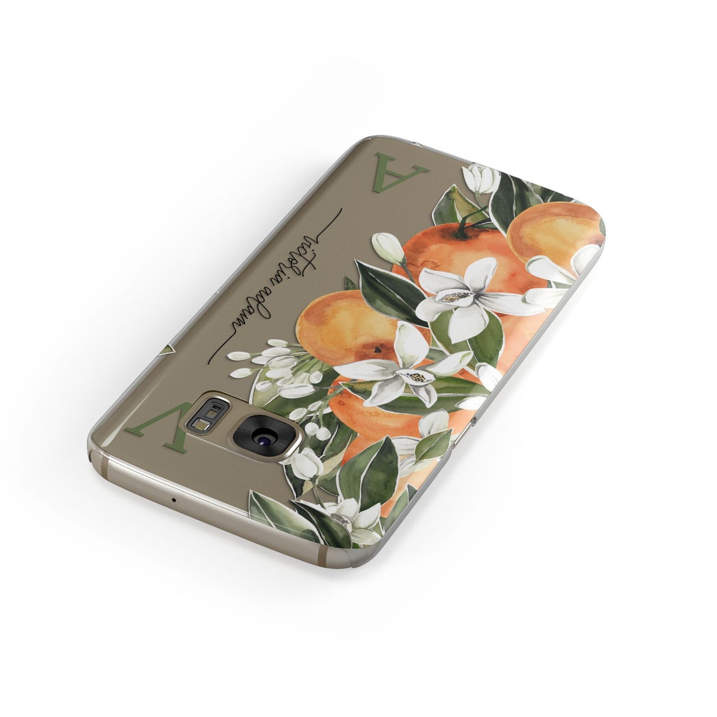 Monogrammed Orange Tree Samsung Galaxy Case Front Close Up