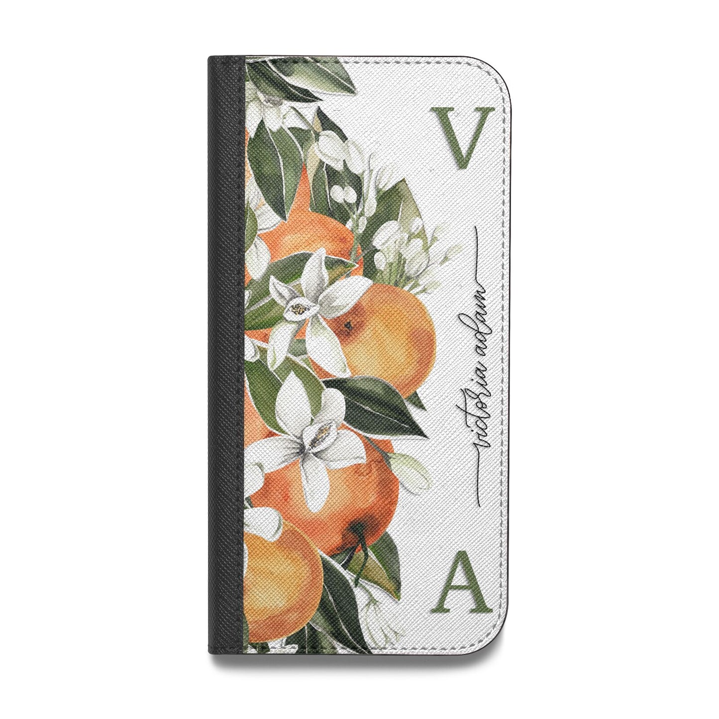 Monogrammed Orange Tree Vegan Leather Flip iPhone Case