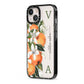 Monogrammed Orange Tree iPhone 13 Black Impact Case Side Angle on Silver phone