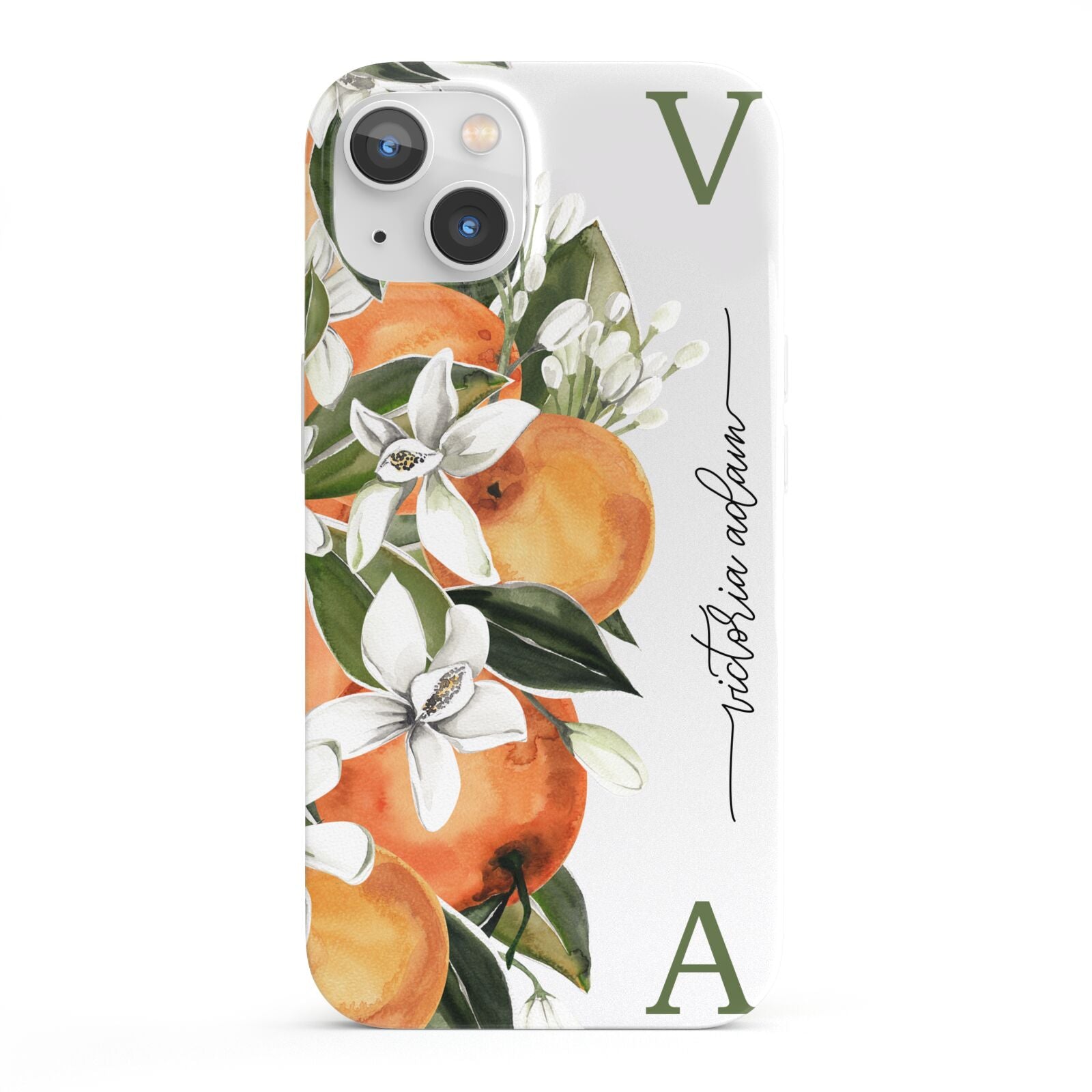 Monogrammed Orange Tree iPhone 13 Full Wrap 3D Snap Case