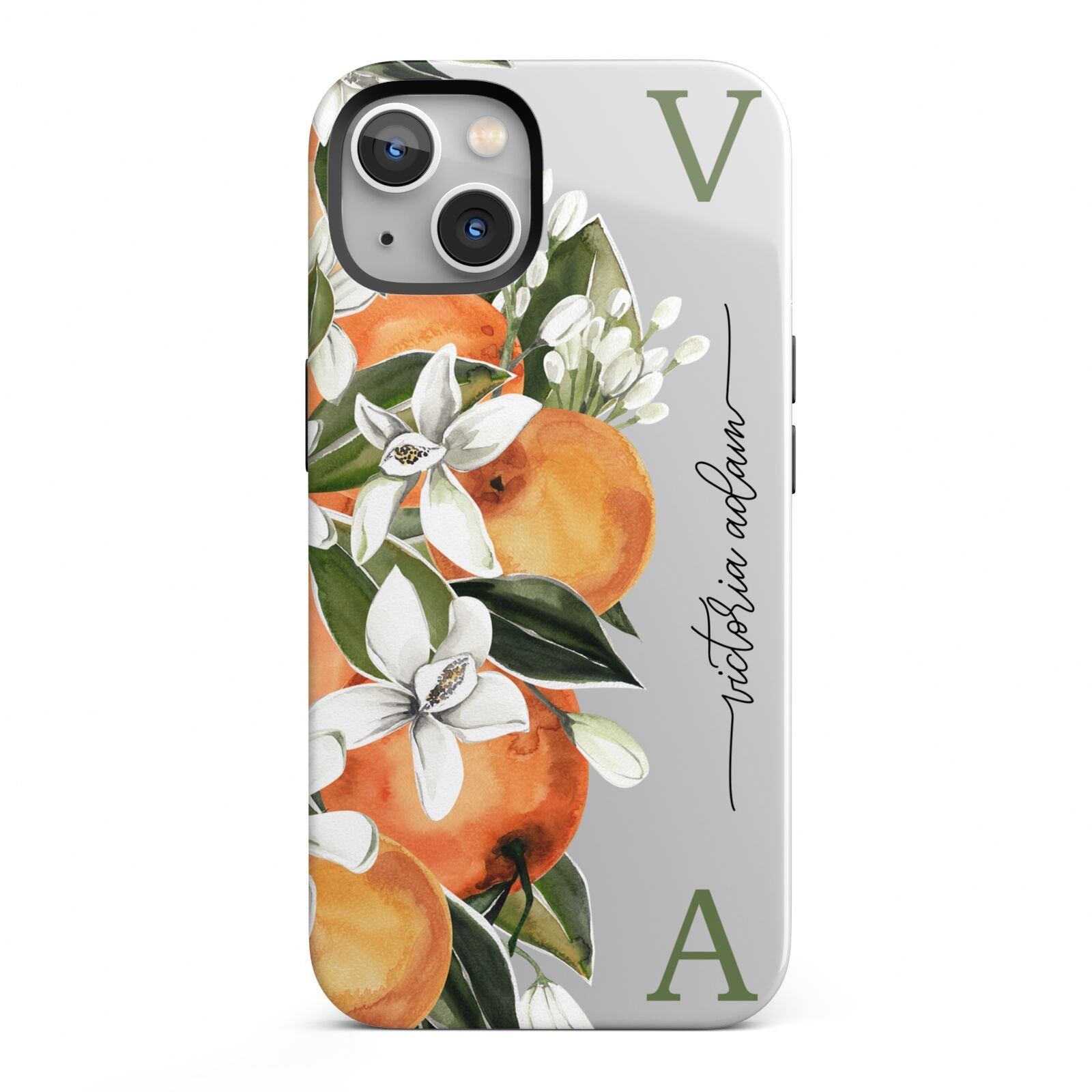 Monogrammed Orange Tree iPhone 13 Full Wrap 3D Tough Case