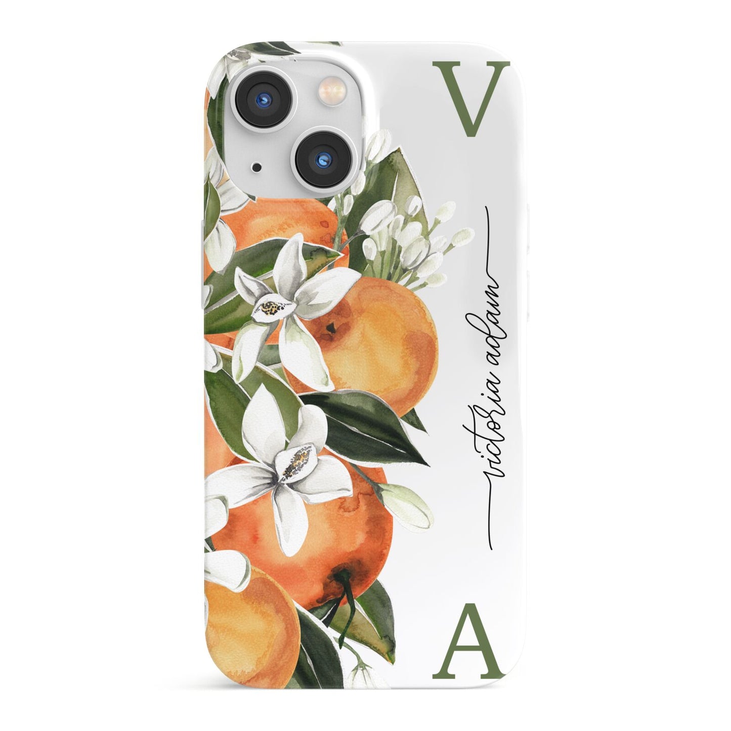 Monogrammed Orange Tree iPhone 13 Mini Full Wrap 3D Snap Case