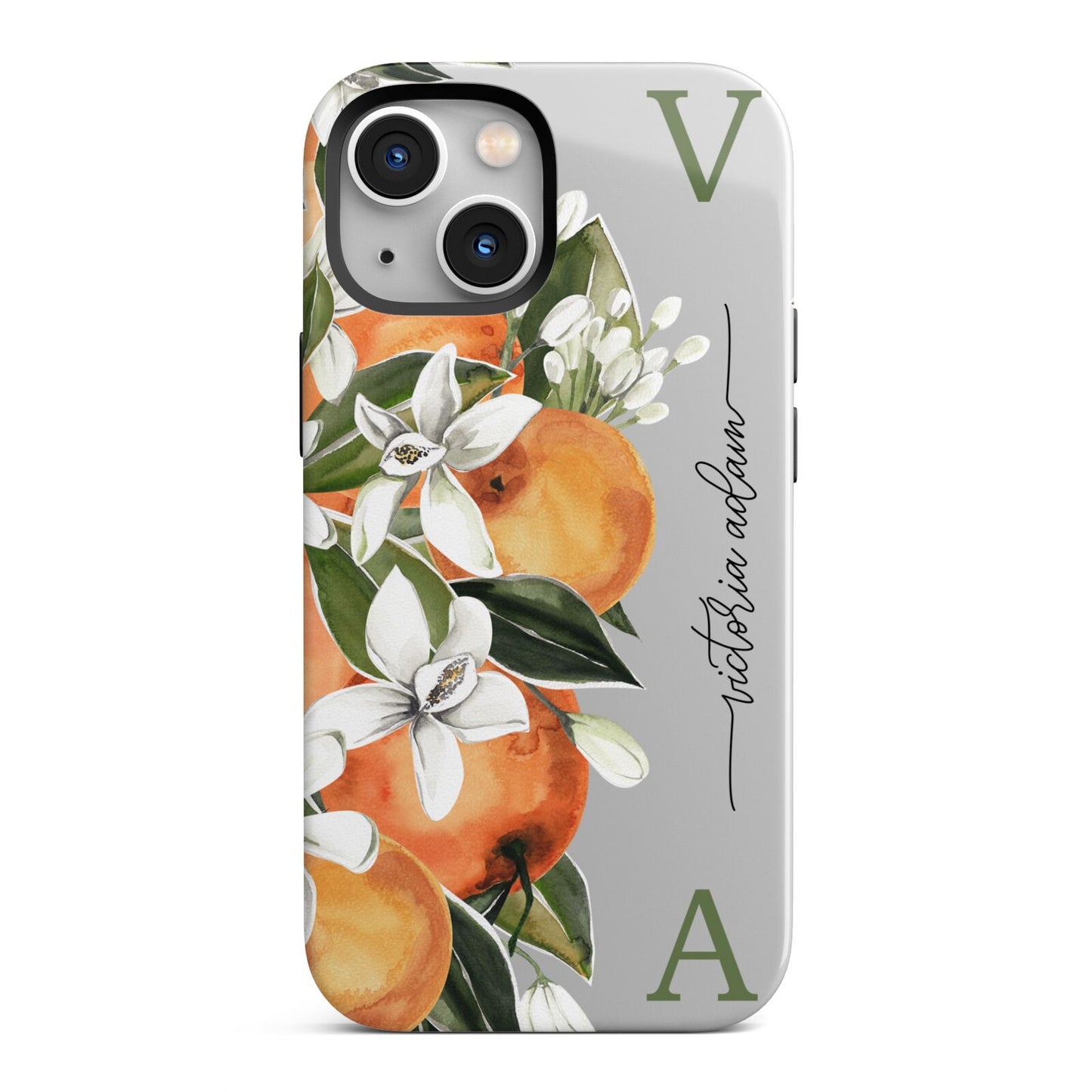 Monogrammed Orange Tree iPhone 13 Mini Full Wrap 3D Tough Case