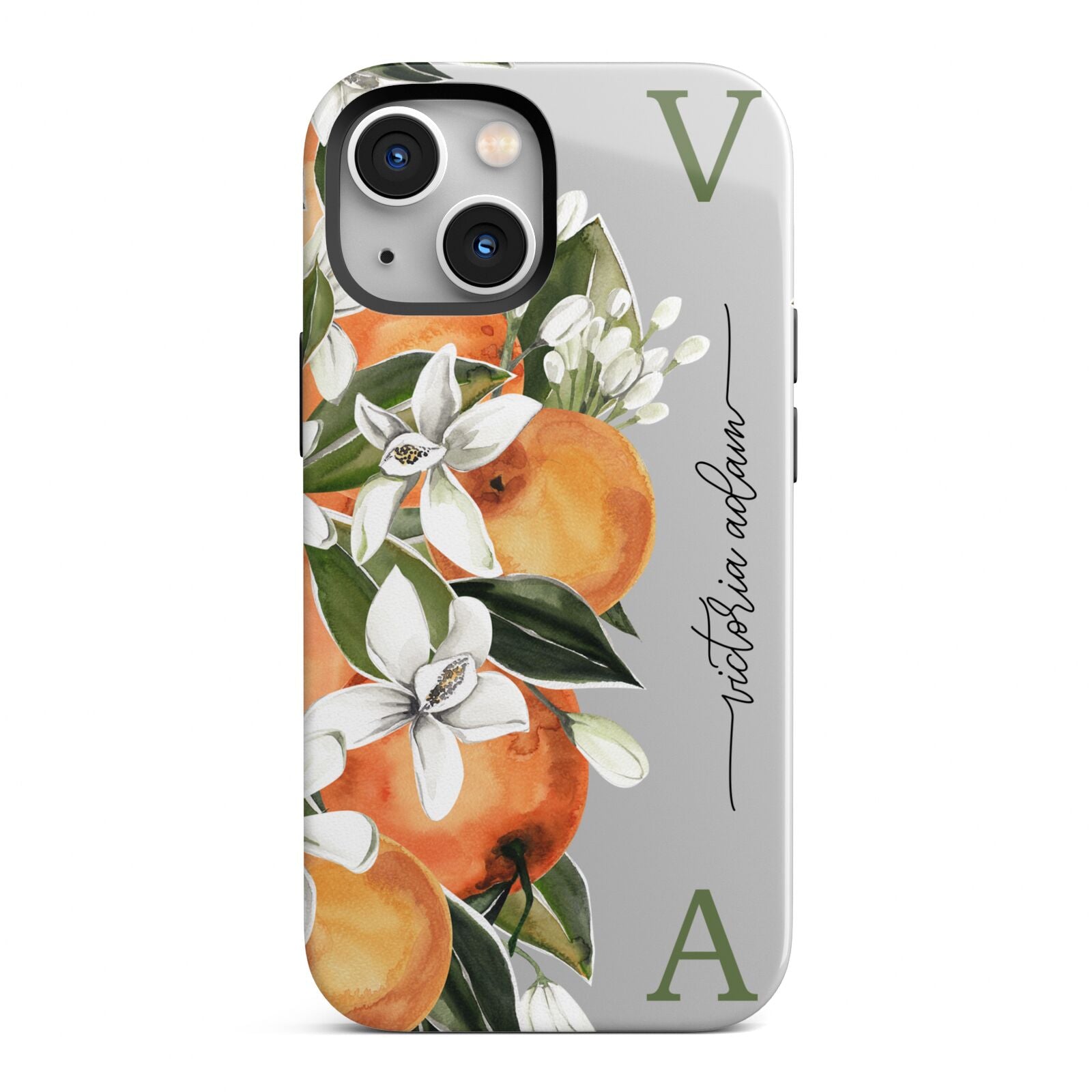Monogrammed Orange Tree iPhone 13 Mini Full Wrap 3D Tough Case