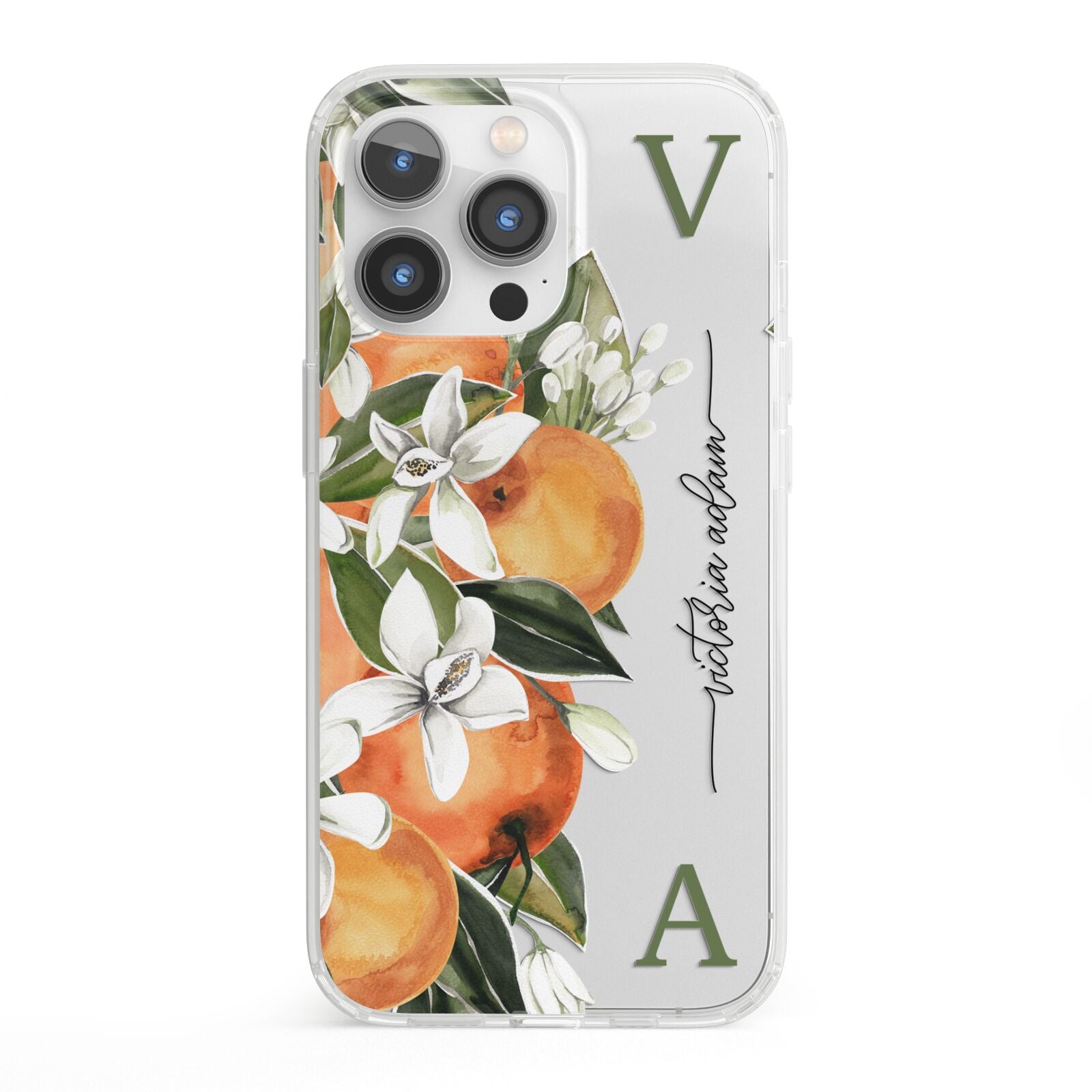 Monogrammed Orange Tree iPhone 13 Pro Clear Bumper Case