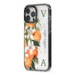 Monogrammed Orange Tree iPhone 13 Pro Max Black Impact Case Side Angle on Silver phone