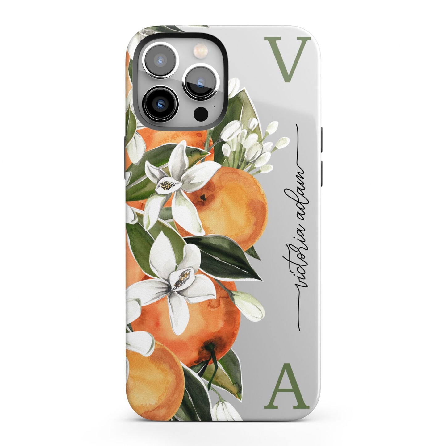 Monogrammed Orange Tree iPhone 13 Pro Max Full Wrap 3D Tough Case