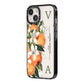 Monogrammed Orange Tree iPhone 14 Black Impact Case Side Angle on Silver phone