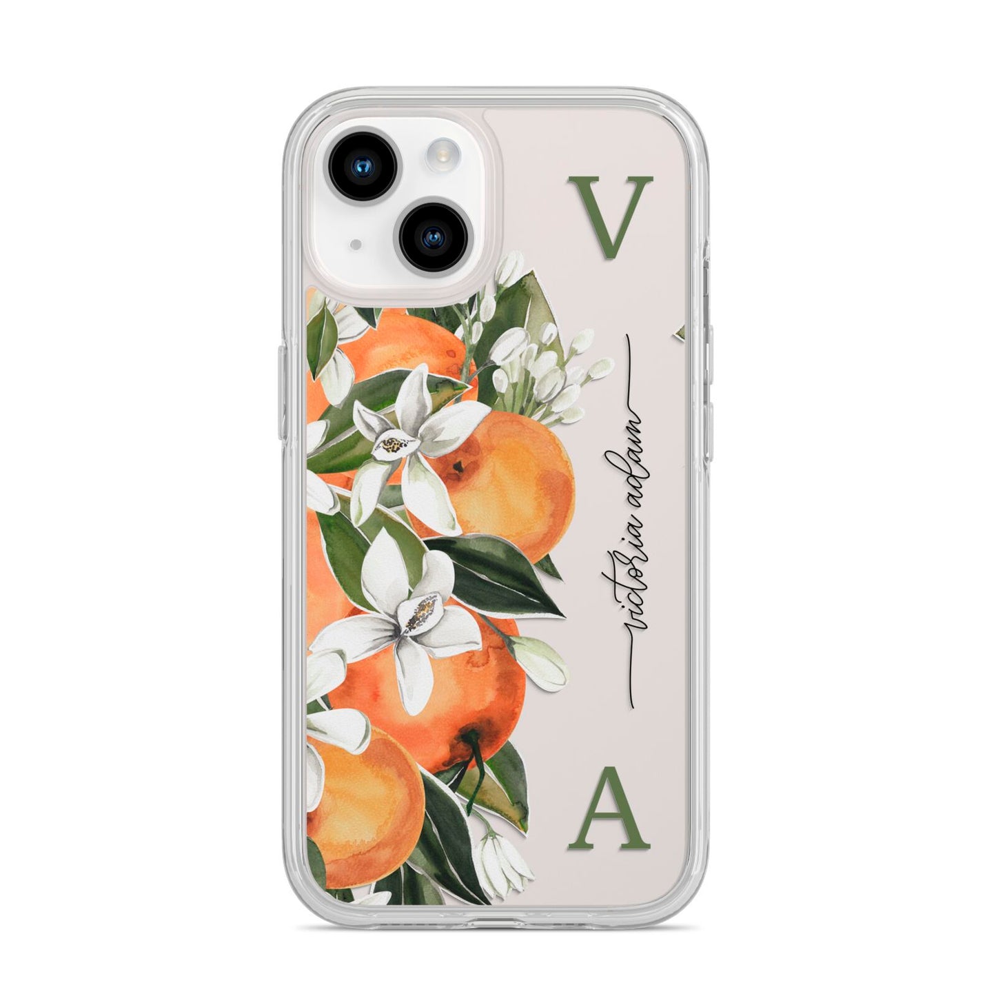 Monogrammed Orange Tree iPhone 14 Clear Tough Case Starlight