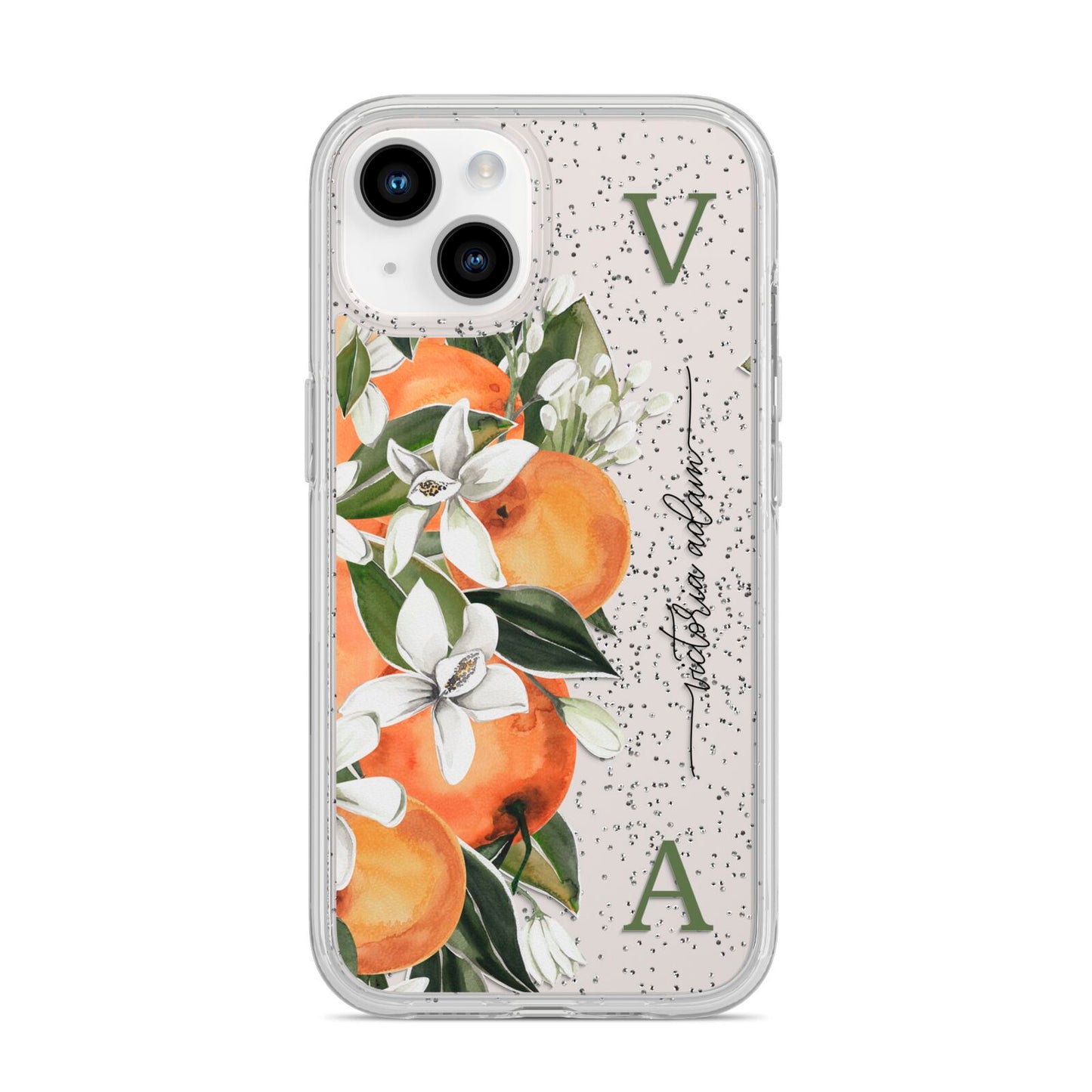 Monogrammed Orange Tree iPhone 14 Glitter Tough Case Starlight