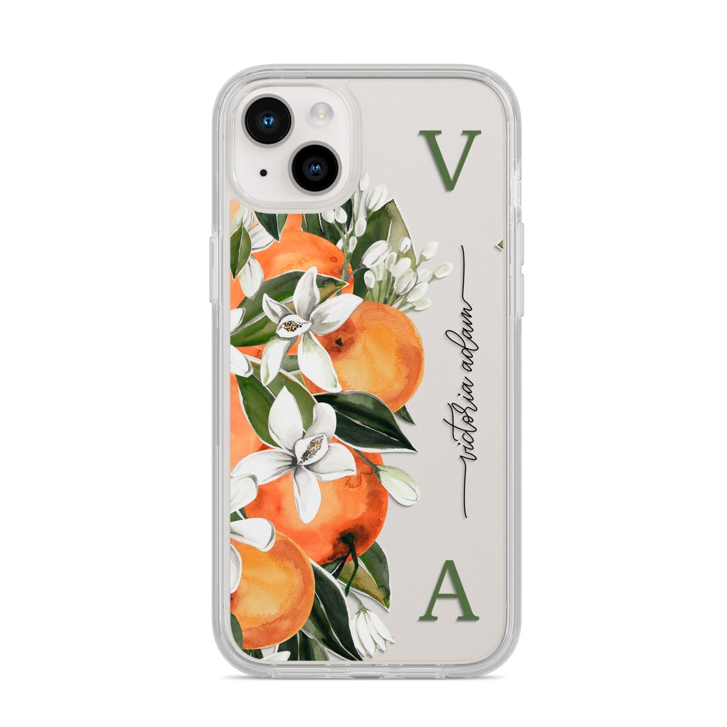 Monogrammed Orange Tree iPhone 14 Plus Clear Tough Case Starlight