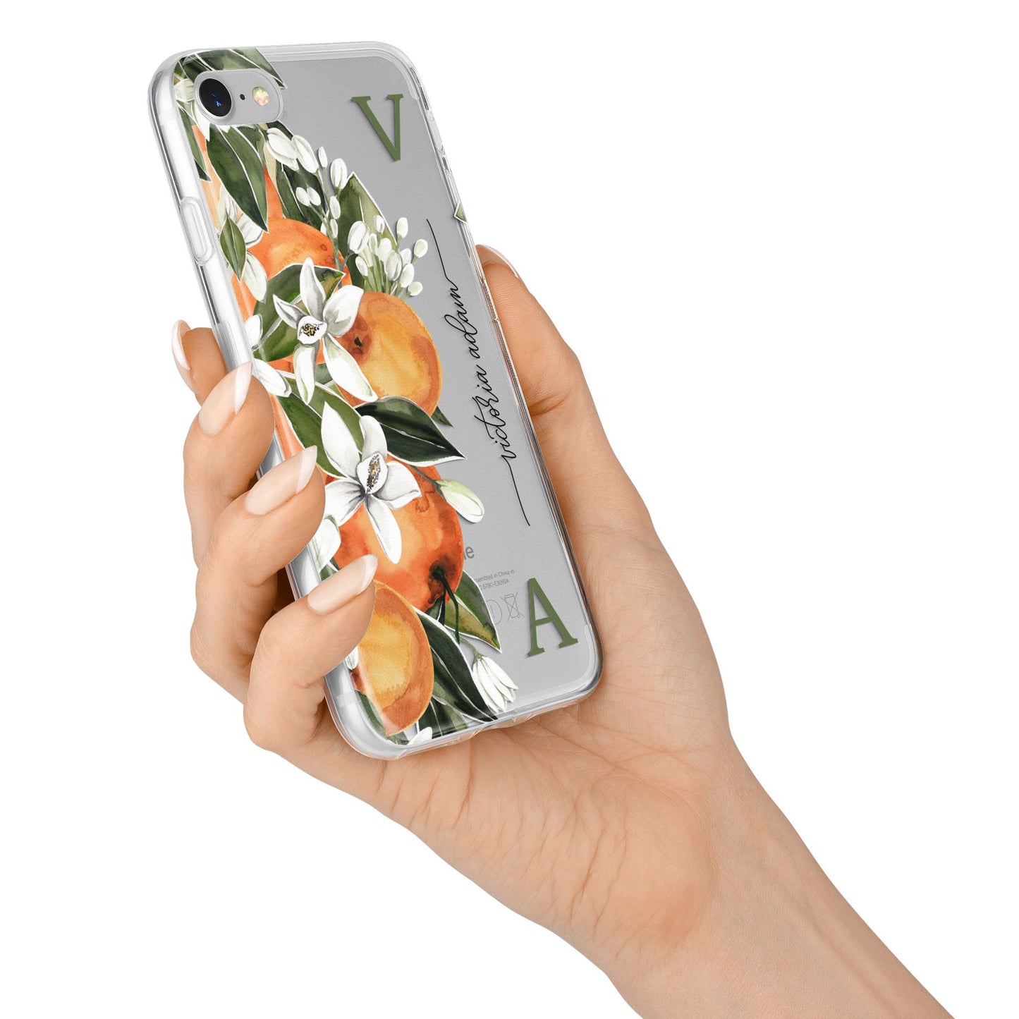 Monogrammed Orange Tree iPhone 7 Bumper Case on Silver iPhone Alternative Image