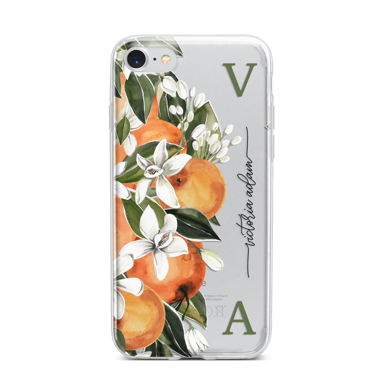Monogrammed Orange Tree iPhone 7 Bumper Case on Silver iPhone