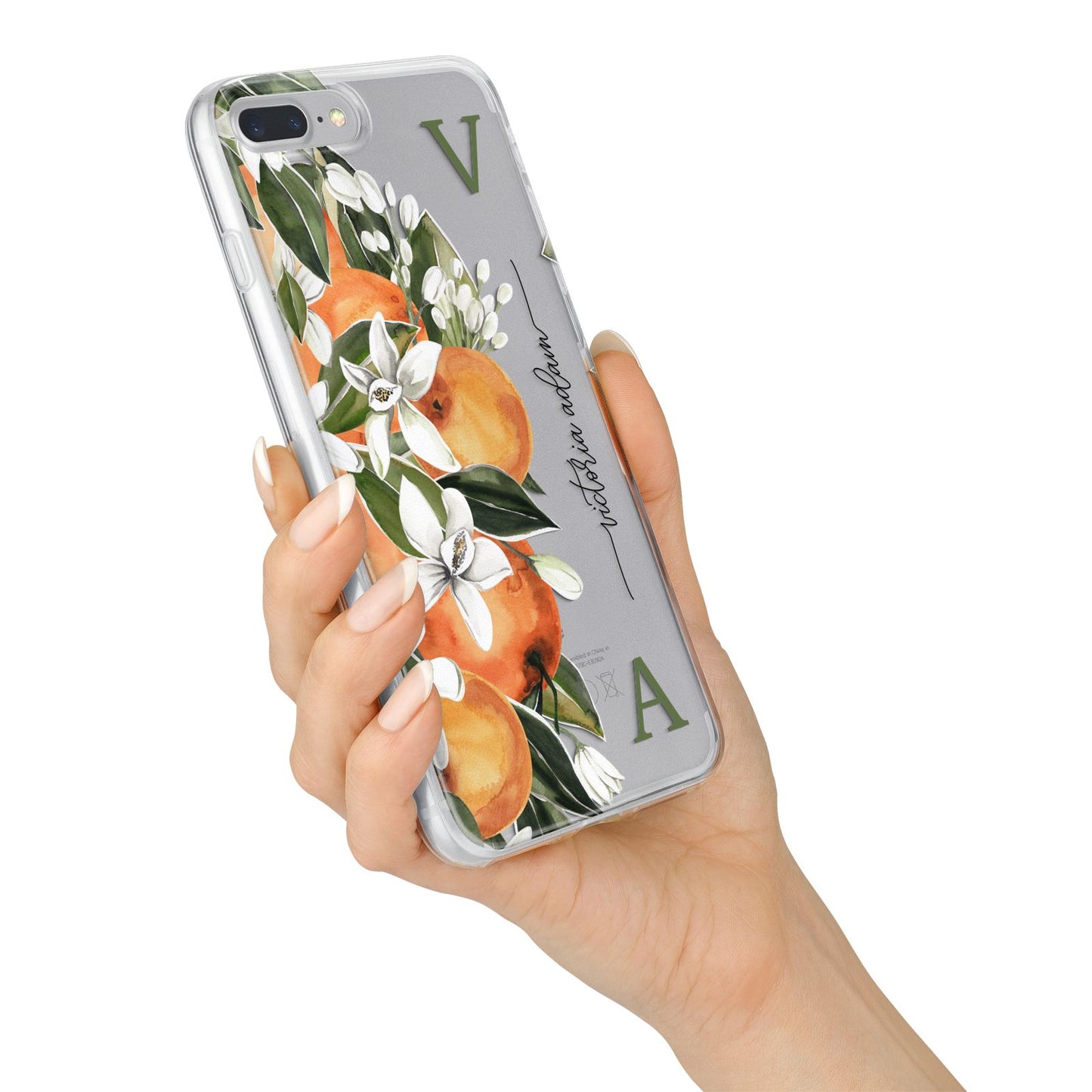 Monogrammed Orange Tree iPhone 7 Plus Bumper Case on Silver iPhone Alternative Image