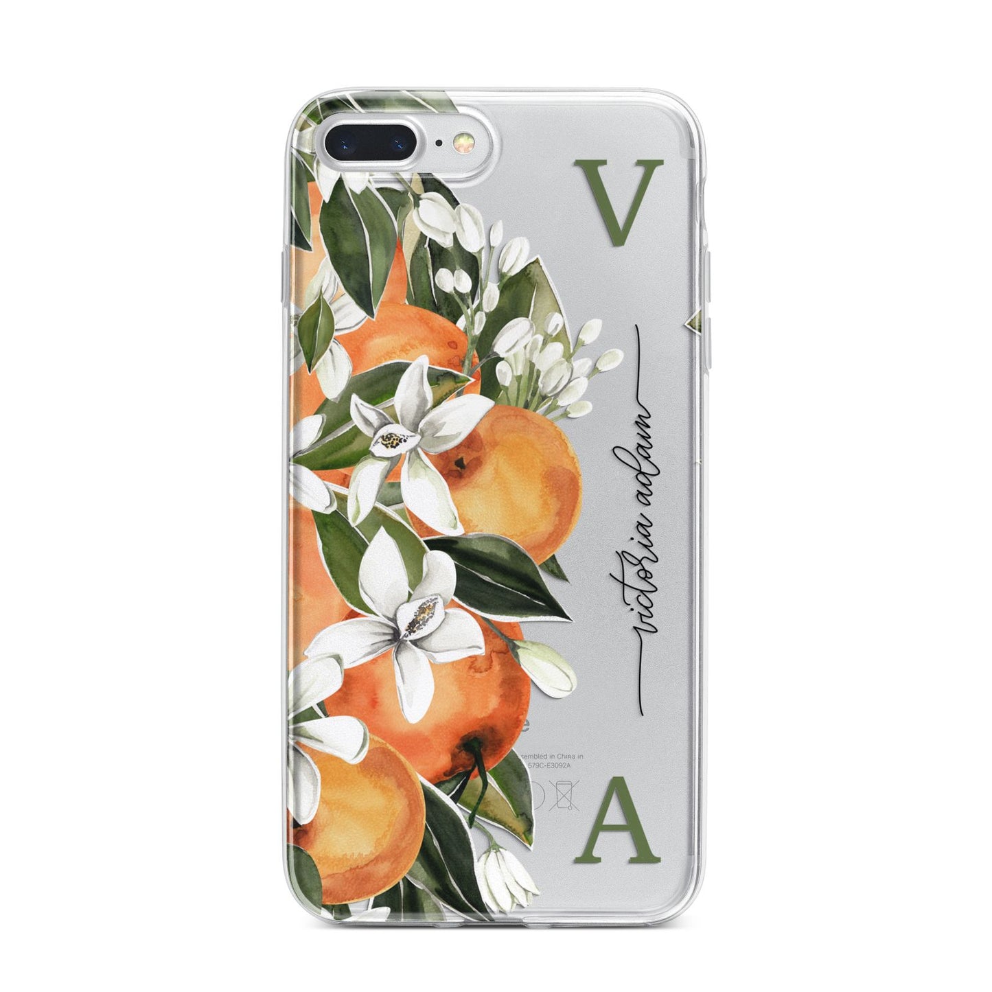 Monogrammed Orange Tree iPhone 7 Plus Bumper Case on Silver iPhone