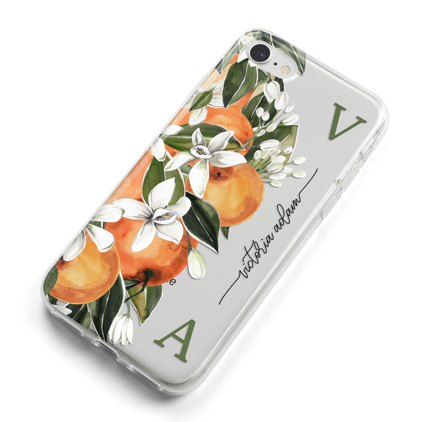 Monogrammed Orange Tree iPhone 8 Bumper Case on Silver iPhone Alternative Image