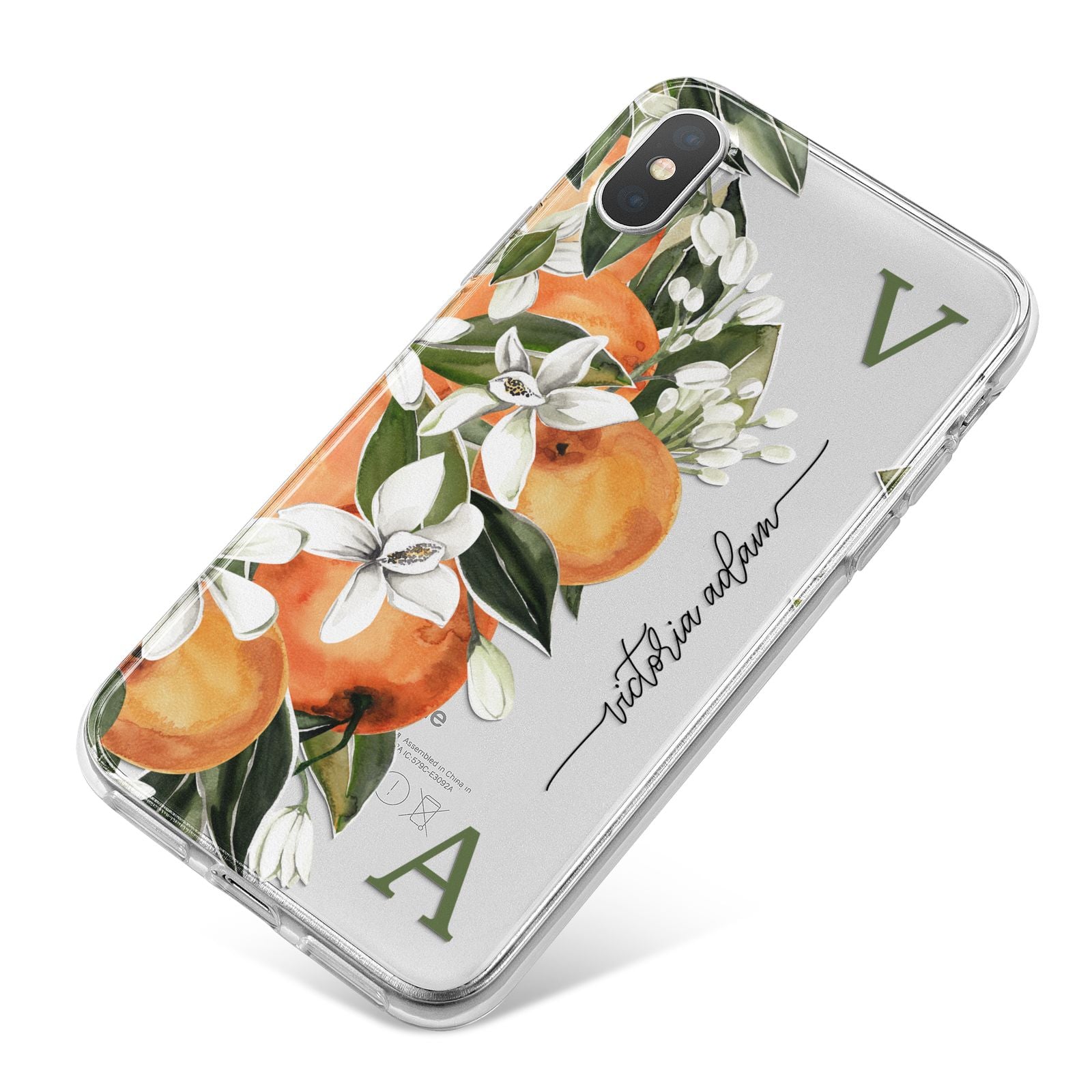 Monogrammed Orange Tree iPhone X Bumper Case on Silver iPhone