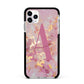 Monogrammed Pink Gold Marble Apple iPhone 11 Pro Max in Silver with Black Impact Case