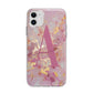 Monogrammed Pink Gold Marble Apple iPhone 11 in White with Bumper Case