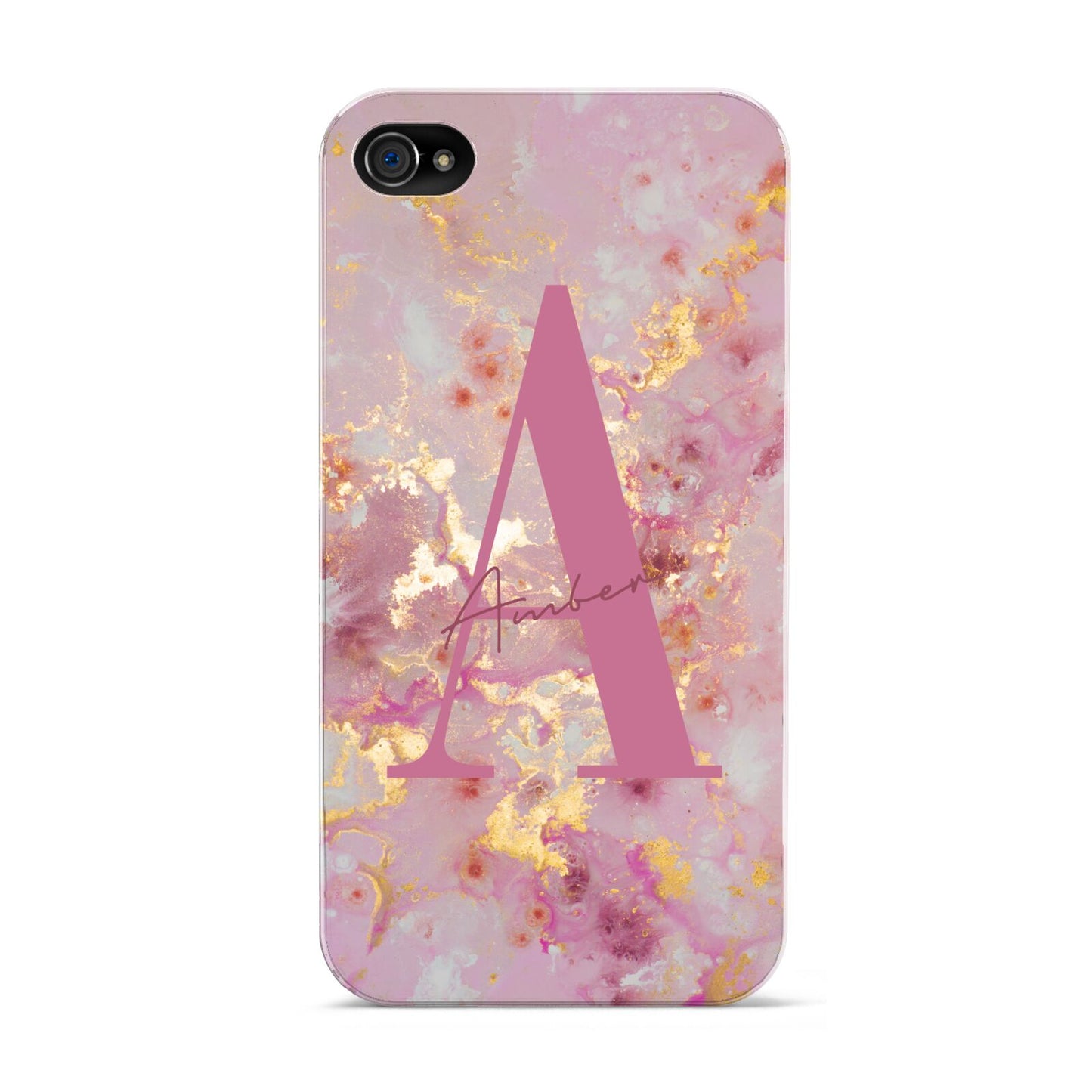 Monogrammed Pink Gold Marble Apple iPhone 4s Case