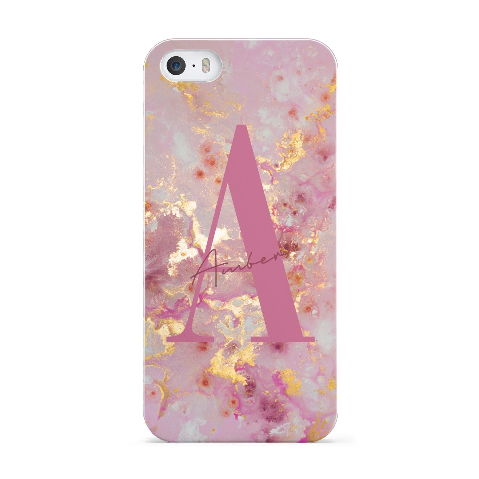 Monogrammed Pink Gold Marble Apple iPhone 5 Case