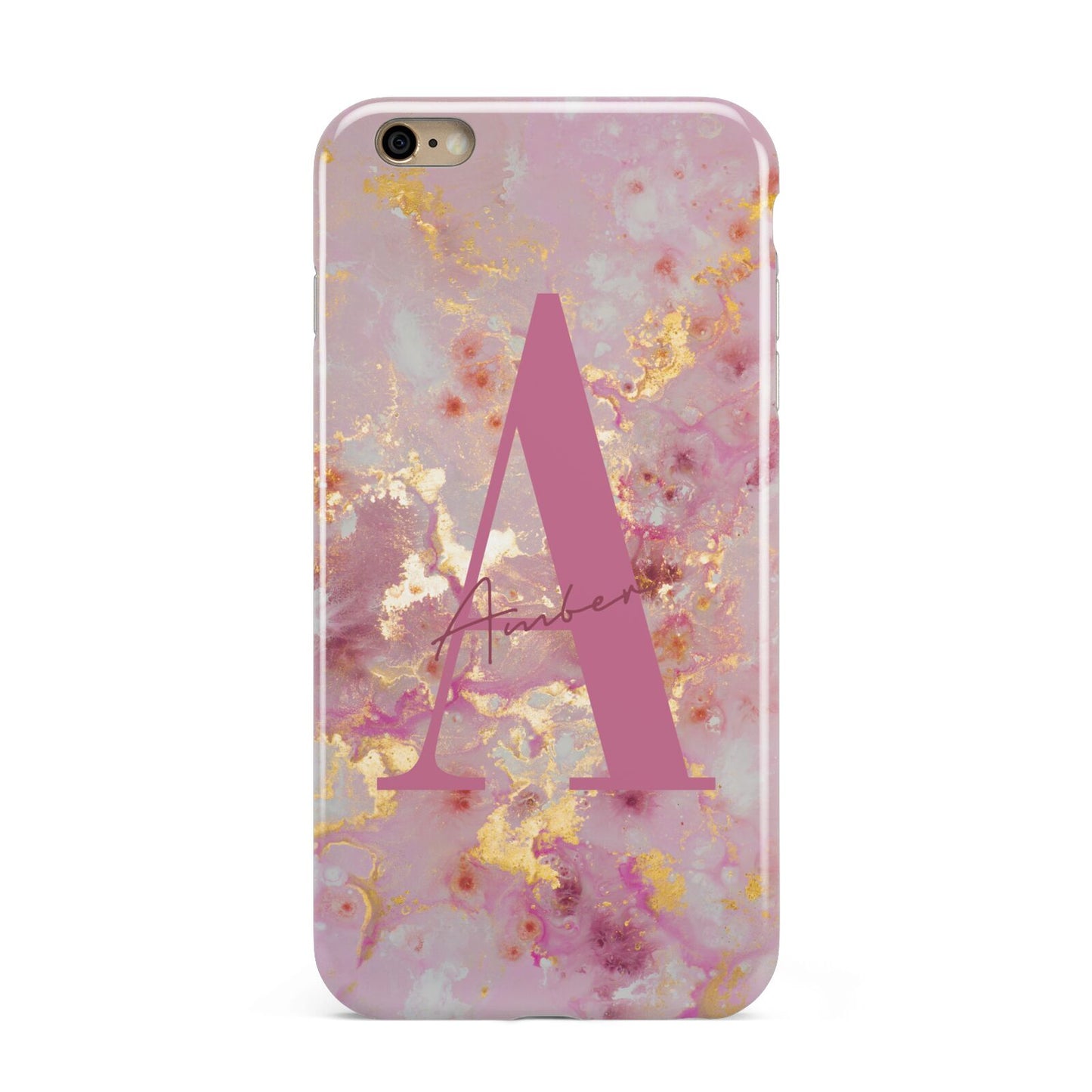 Monogrammed Pink Gold Marble Apple iPhone 6 Plus 3D Tough Case