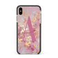 Monogrammed Pink Gold Marble Apple iPhone Xs Max Impact Case Black Edge on Gold Phone