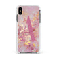 Monogrammed Pink Gold Marble Apple iPhone Xs Max Impact Case White Edge on Black Phone