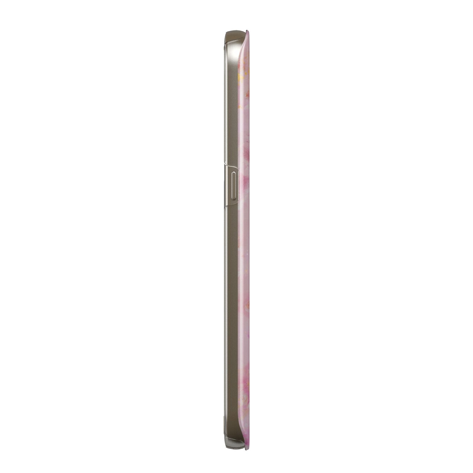 Monogrammed Pink Gold Marble Protective Samsung Galaxy Case Side Angle