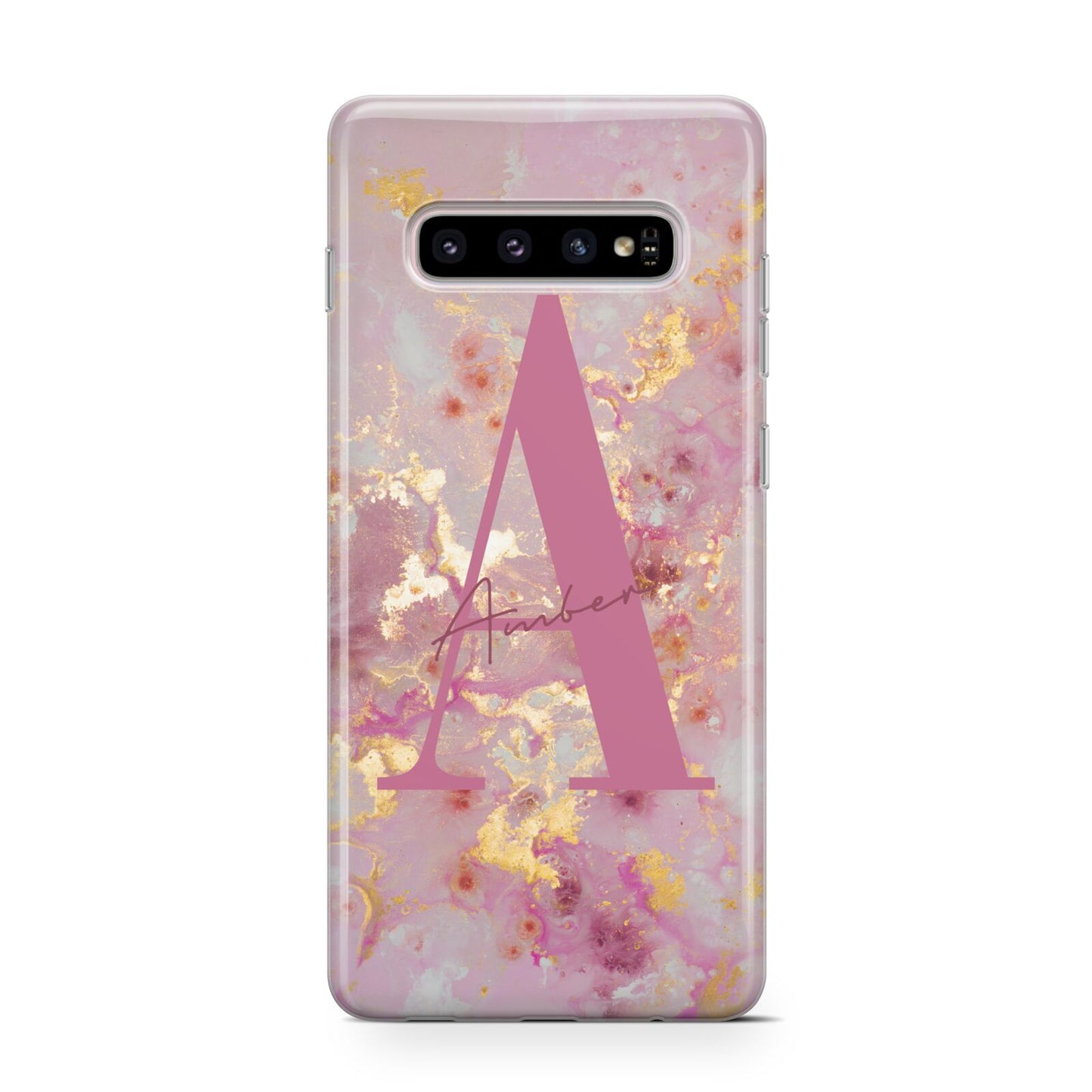 Monogrammed Pink Gold Marble Protective Samsung Galaxy Case
