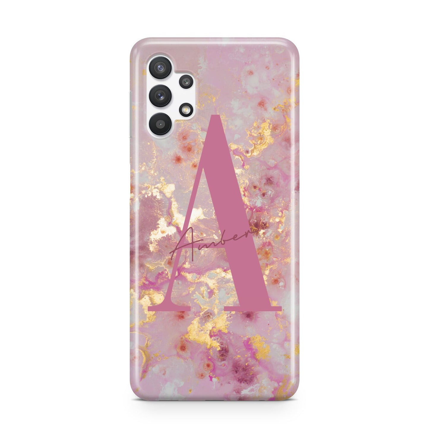 Monogrammed Pink Gold Marble Samsung A32 5G Case