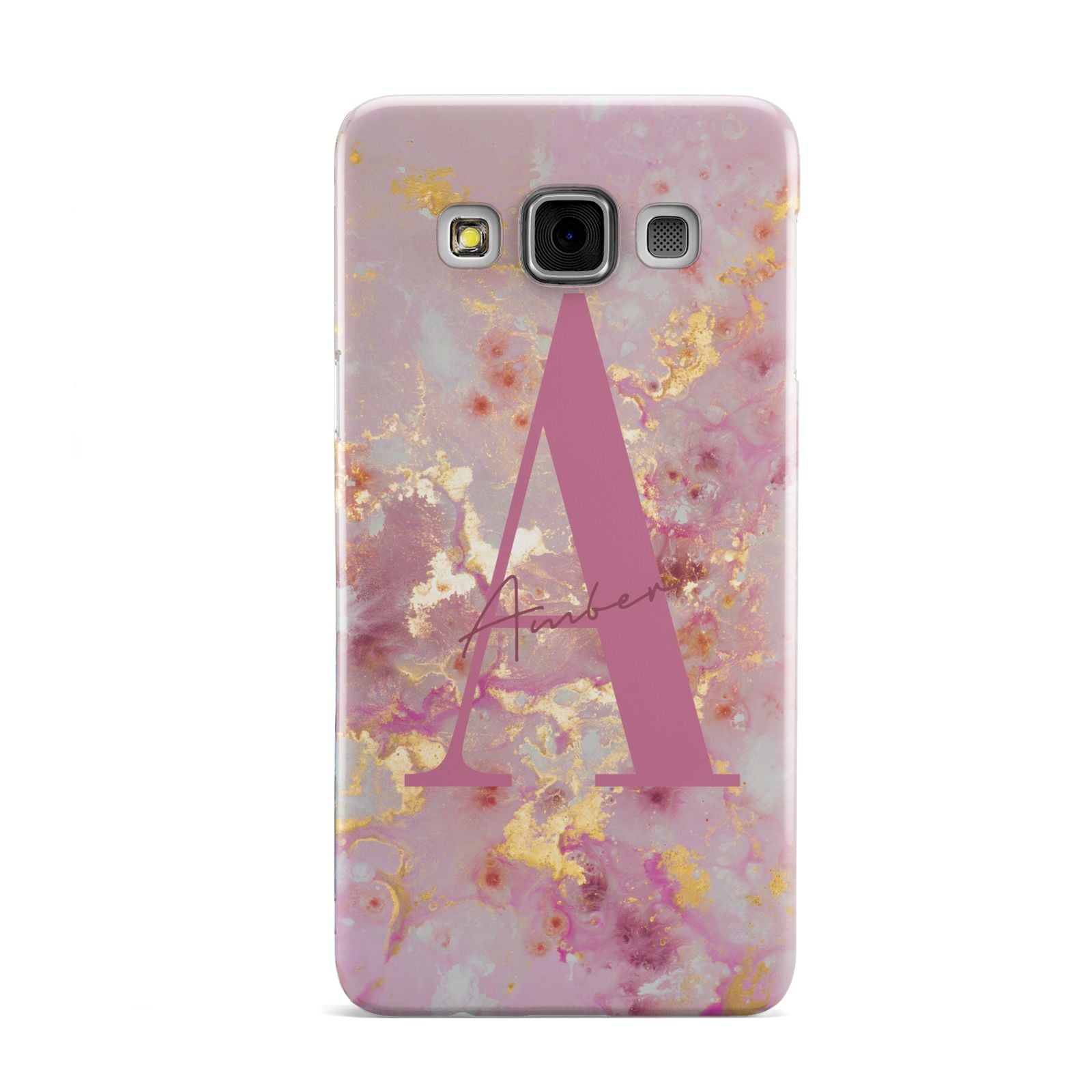 Monogrammed Pink Gold Marble Samsung Galaxy A3 Case