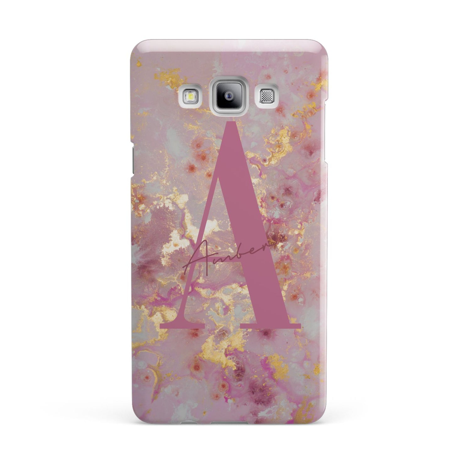 Monogrammed Pink Gold Marble Samsung Galaxy A7 2015 Case