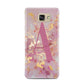 Monogrammed Pink Gold Marble Samsung Galaxy A7 2016 Case on gold phone