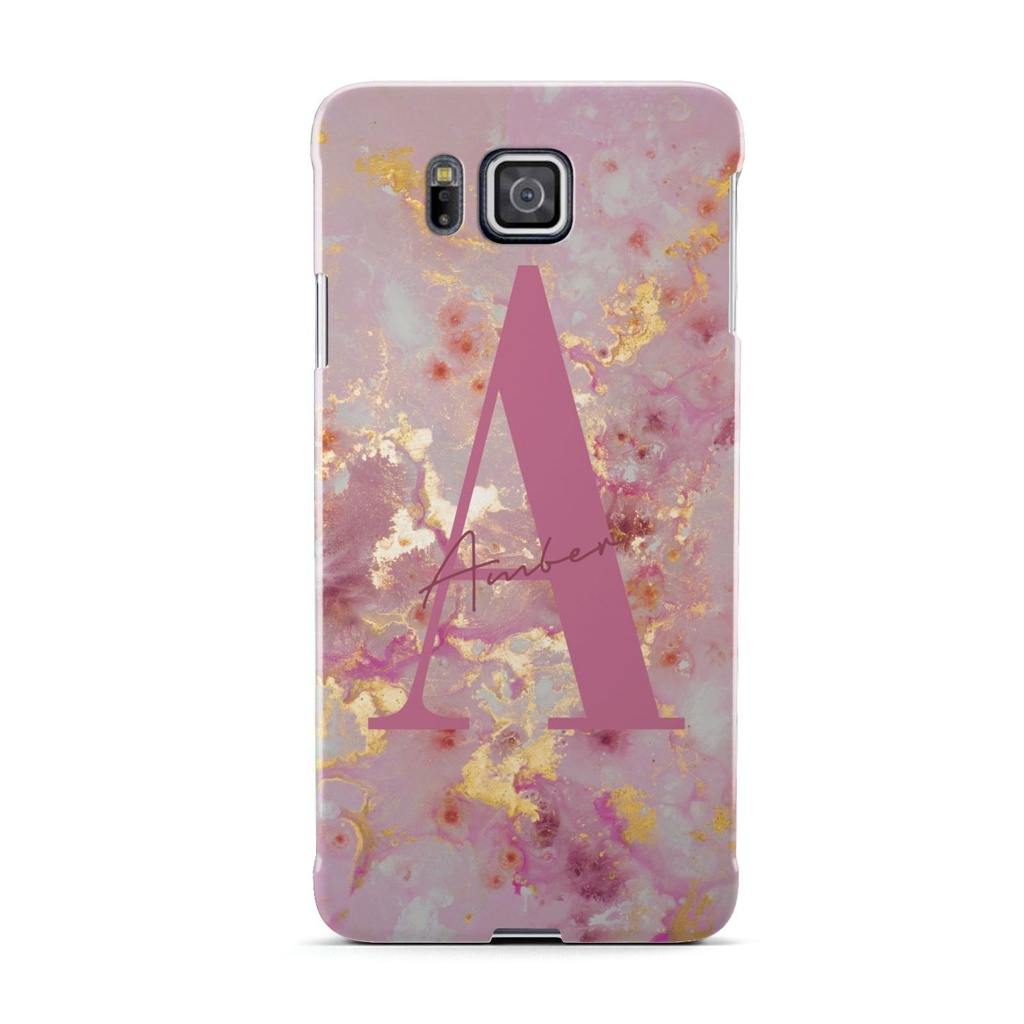 Monogrammed Pink Gold Marble Samsung Galaxy Alpha Case