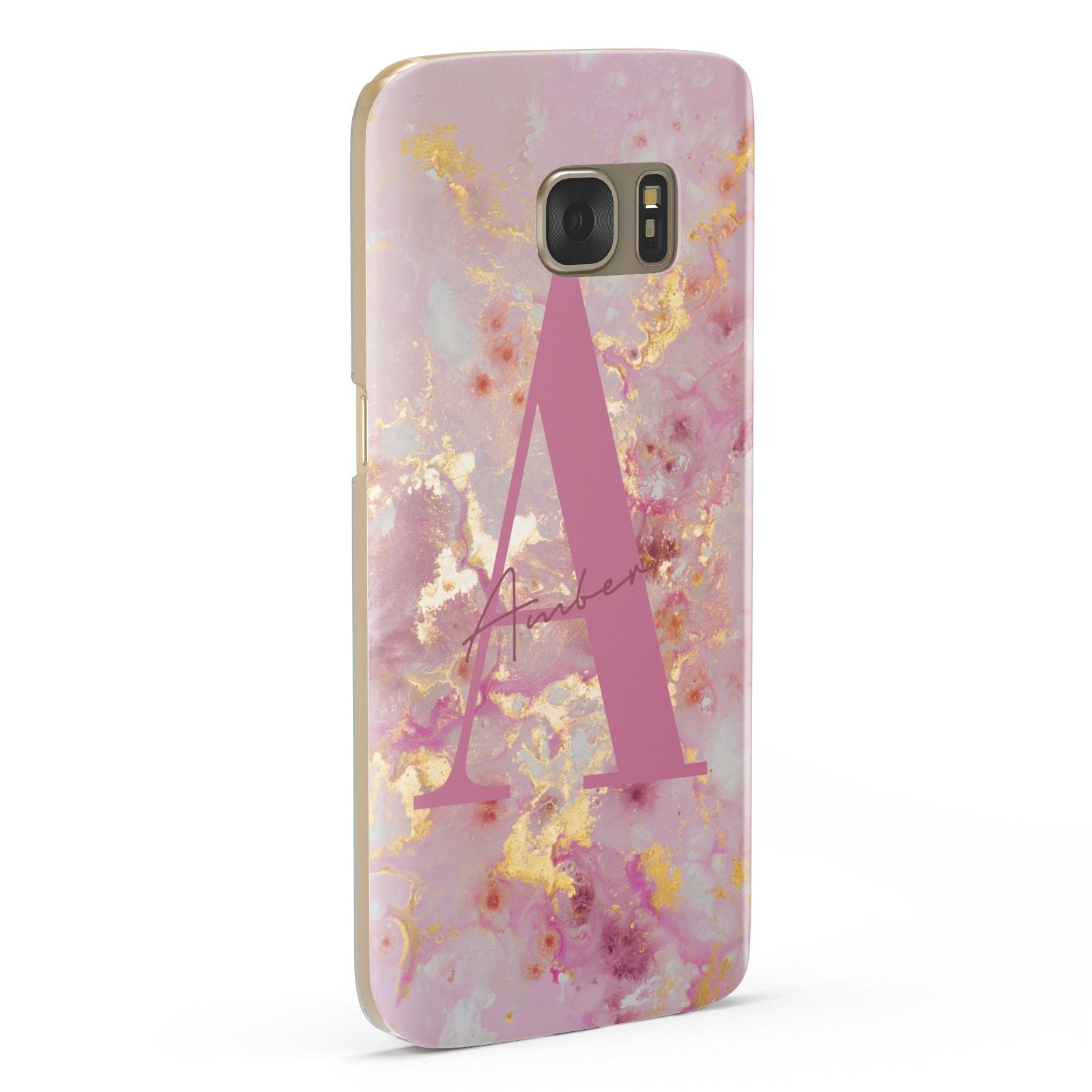 Monogrammed Pink Gold Marble Samsung Galaxy Case Fourty Five Degrees
