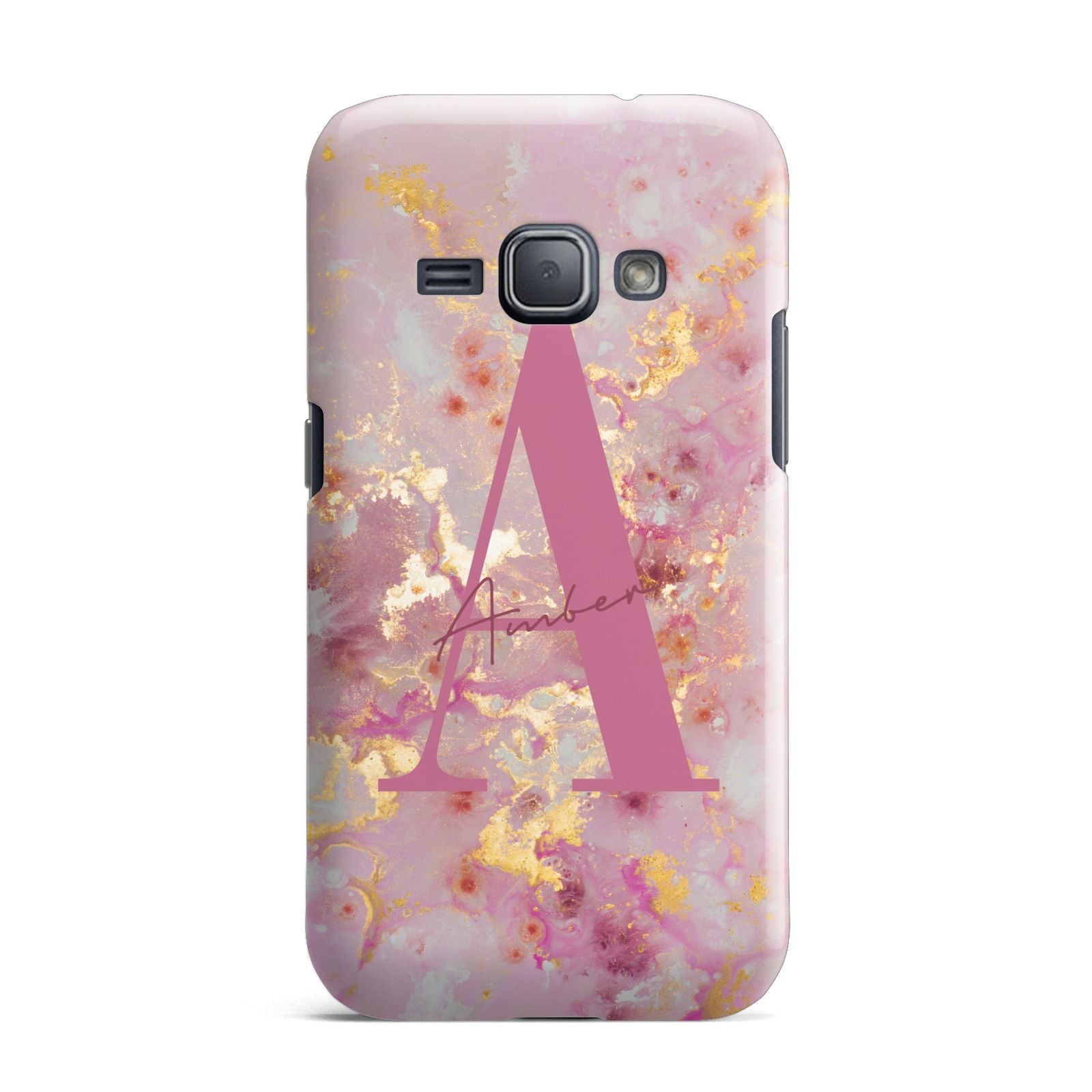 Monogrammed Pink Gold Marble Samsung Galaxy J1 2016 Case