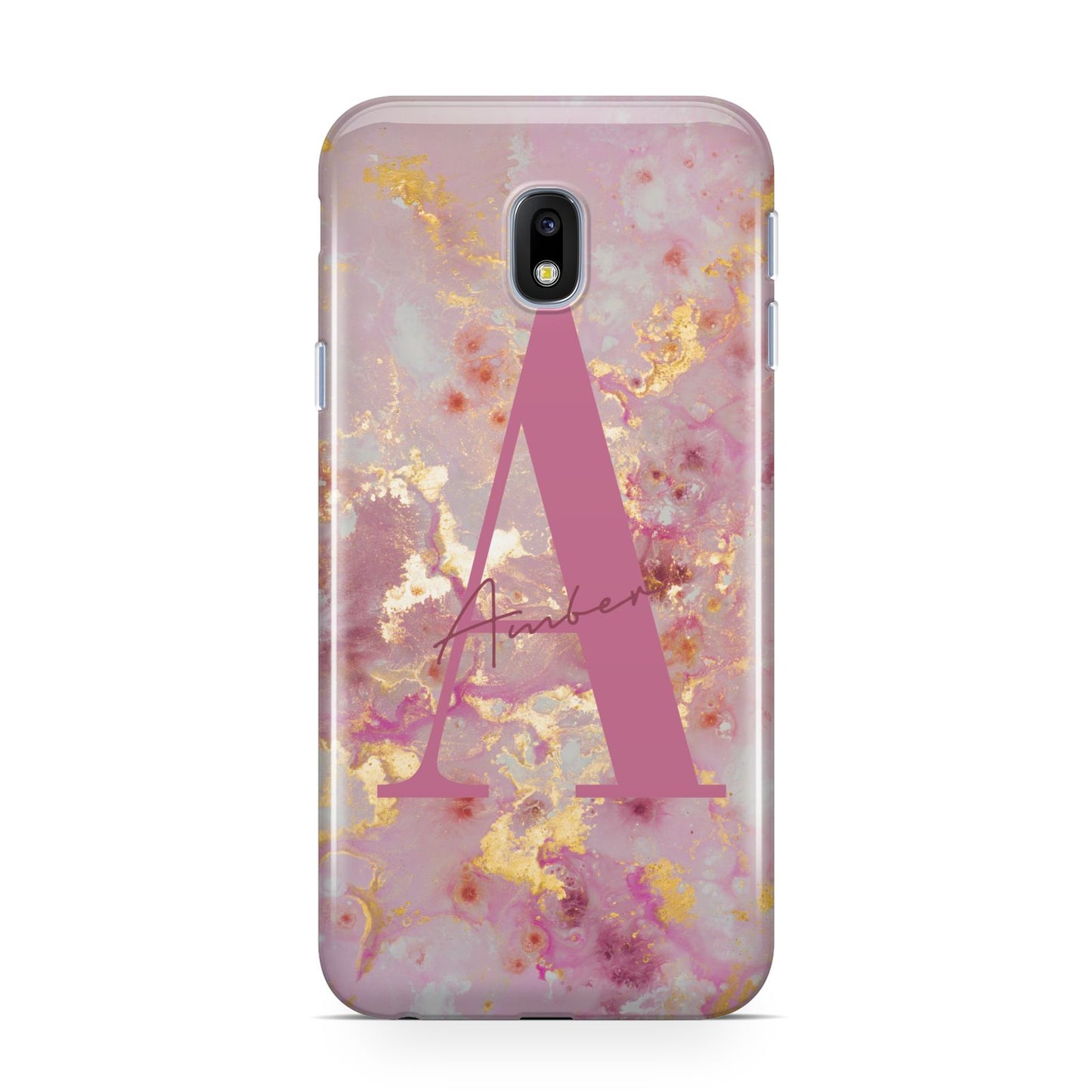 Monogrammed Pink Gold Marble Samsung Galaxy J3 2017 Case