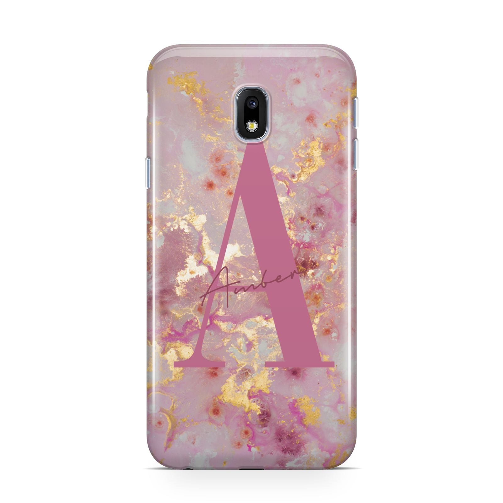 Monogrammed Pink Gold Marble Samsung Galaxy J3 2017 Case