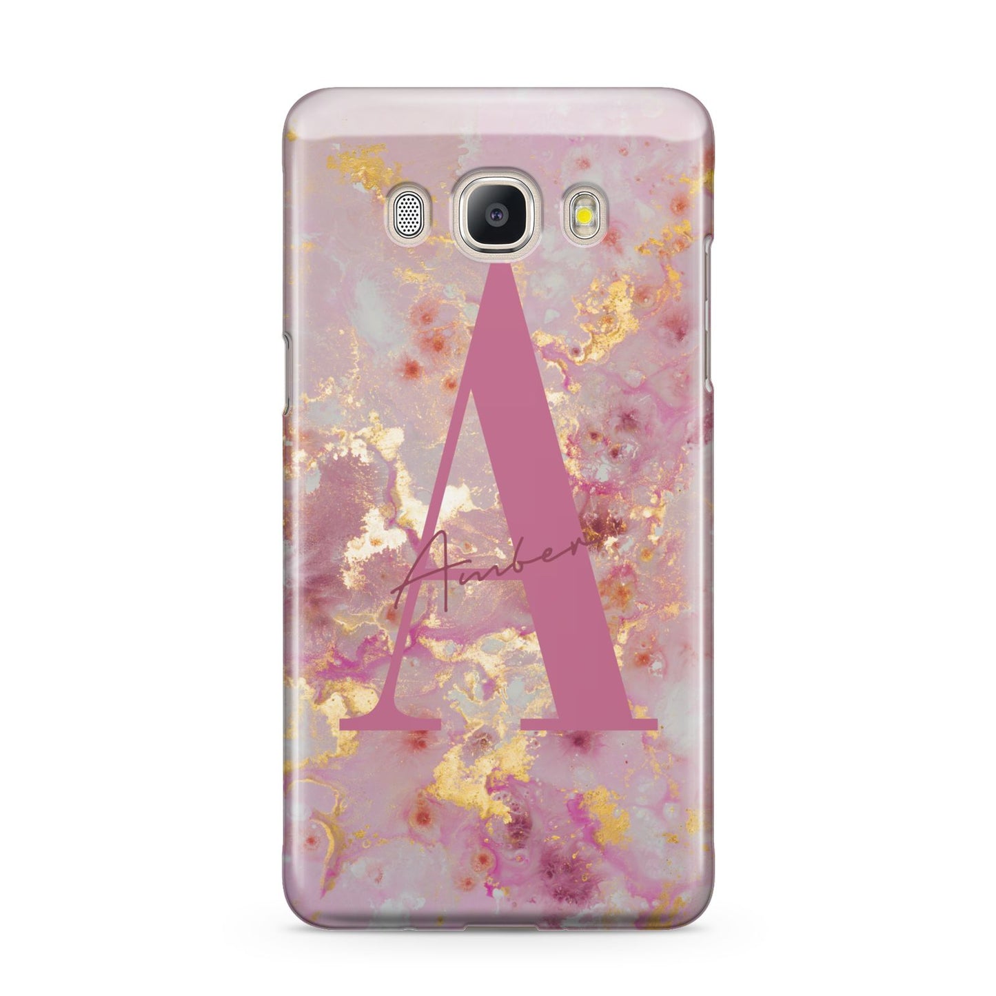 Monogrammed Pink Gold Marble Samsung Galaxy J5 2016 Case