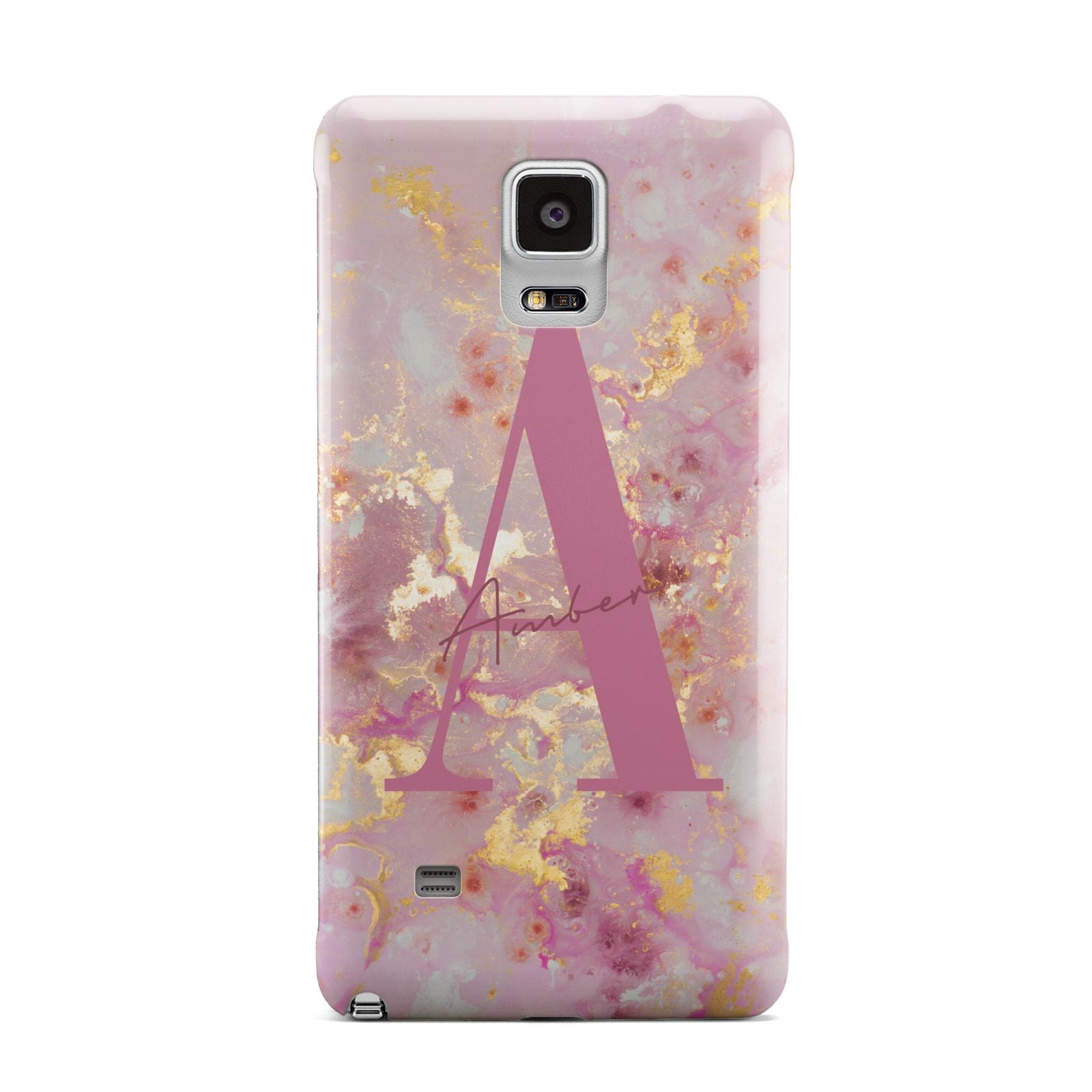 Monogrammed Pink Gold Marble Samsung Galaxy Note 4 Case