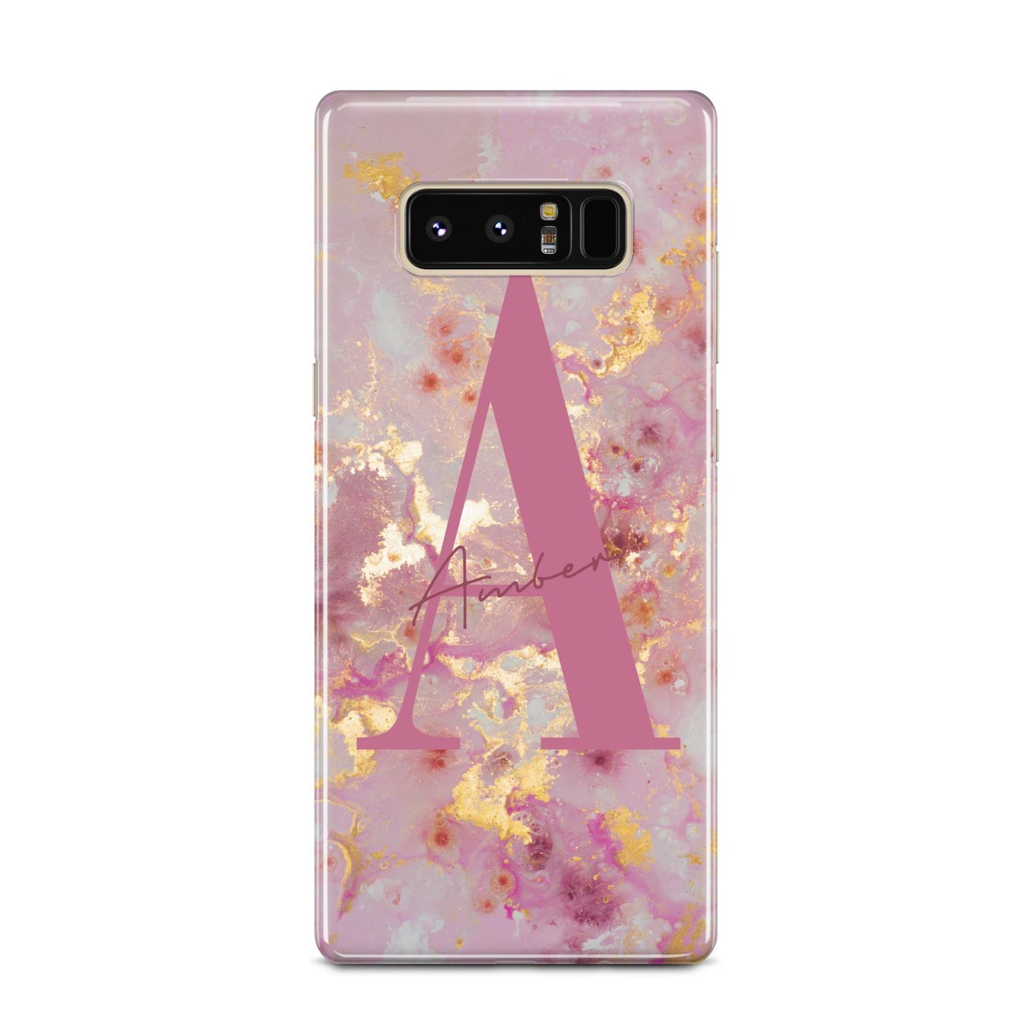 Monogrammed Pink Gold Marble Samsung Galaxy Note 8 Case
