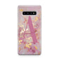 Monogrammed Pink Gold Marble Samsung Galaxy S10 Plus Case