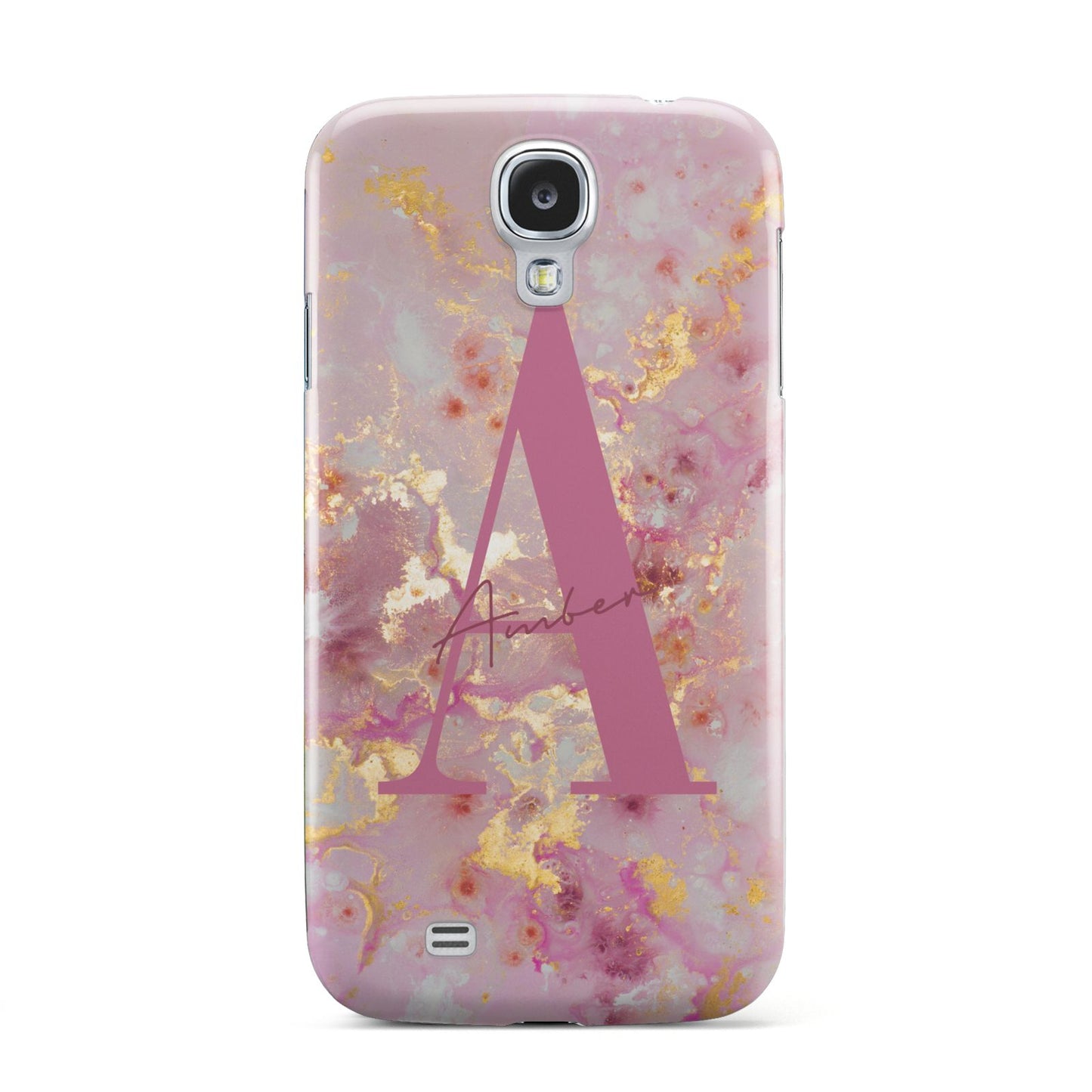Monogrammed Pink Gold Marble Samsung Galaxy S4 Case