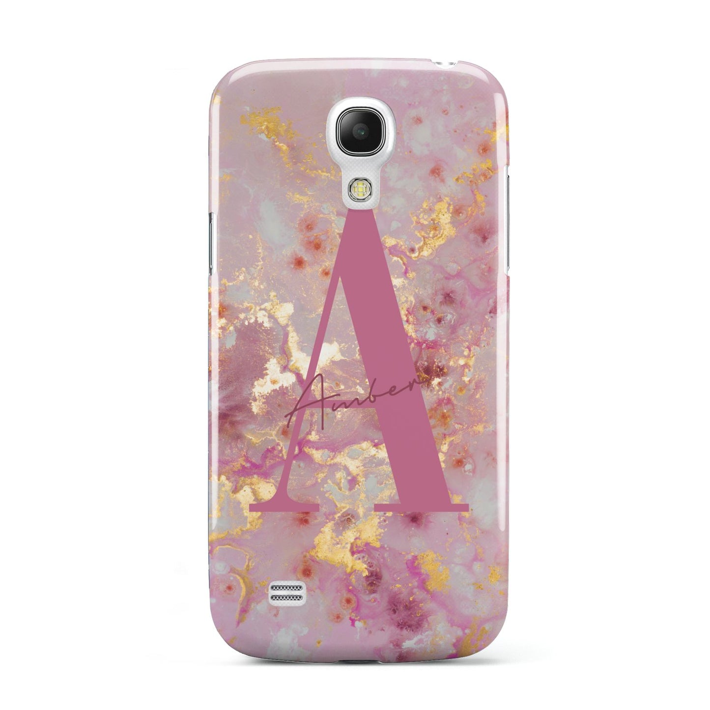 Monogrammed Pink Gold Marble Samsung Galaxy S4 Mini Case