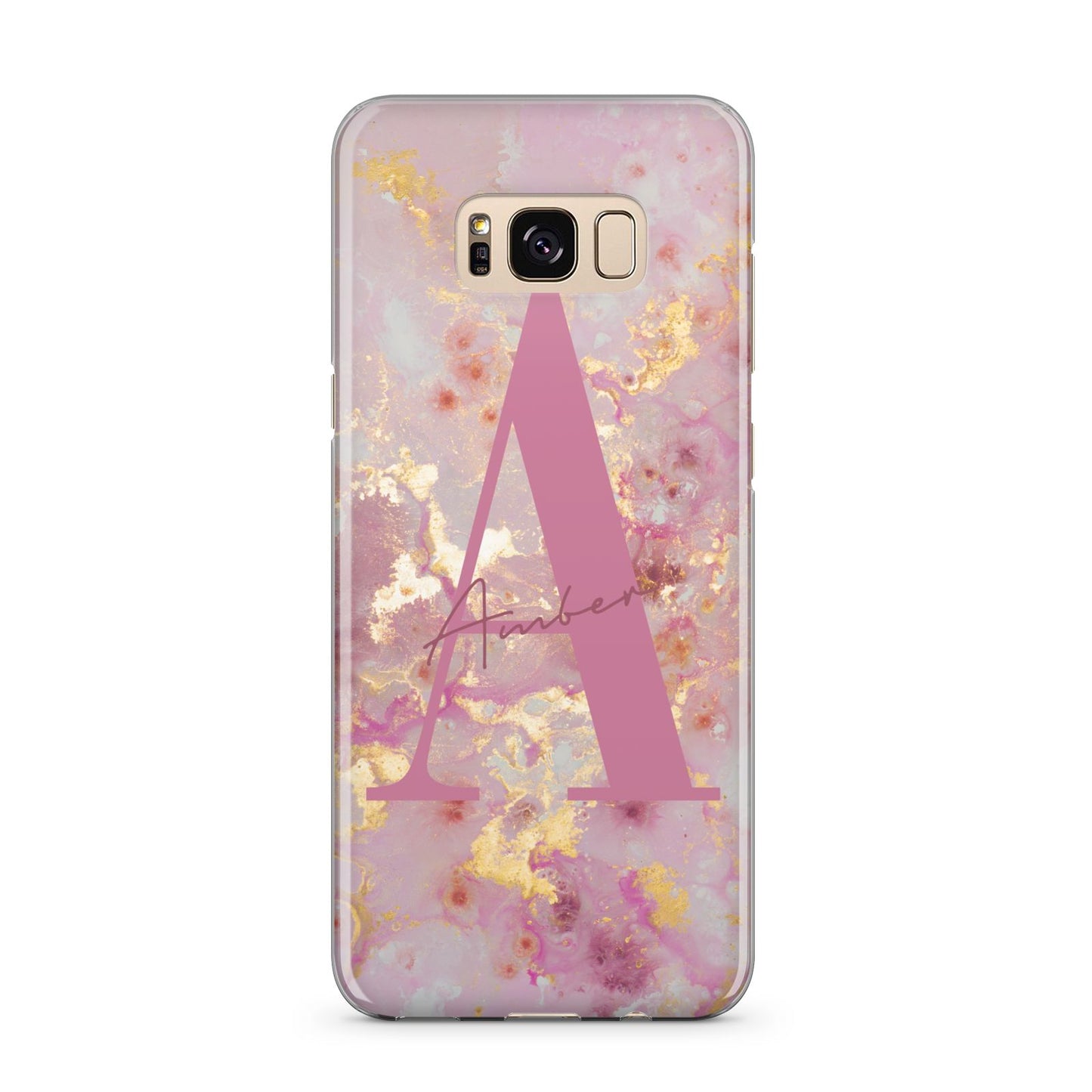 Monogrammed Pink Gold Marble Samsung Galaxy S8 Plus Case